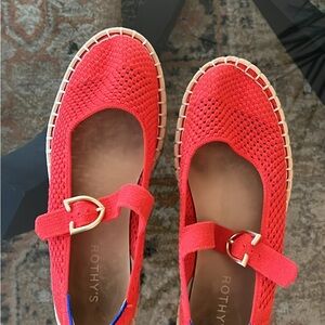 Rothy's Vibrant Red Flats with Buckle Detail